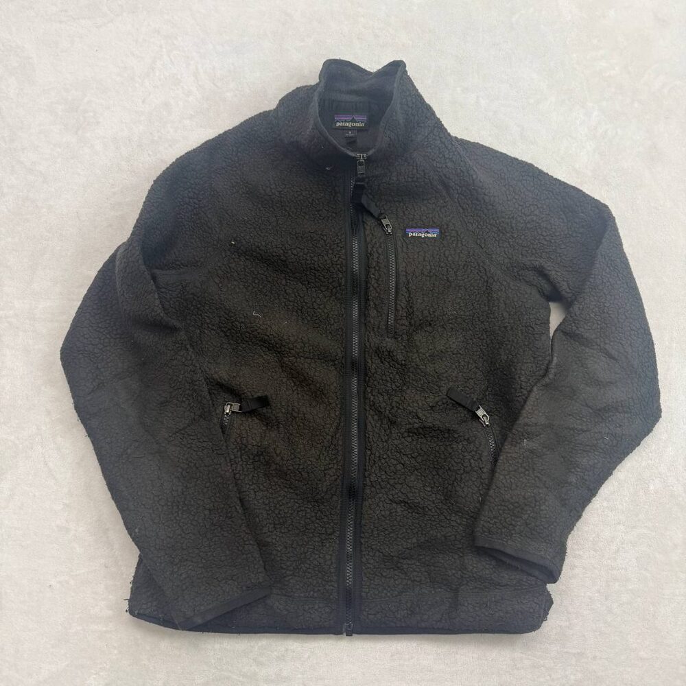 Patagonia Retro Pile Jacket Men's Black Fleece Size M Full Zip Outdoor Gorpcore